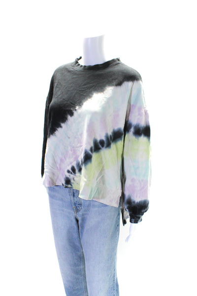 Electric & Rose Womens Oversized Tie Dyed Sweatshirt Black Multi Size Small