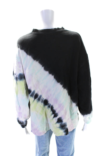 Electric & Rose Womens Oversized Tie Dyed Sweatshirt Black Multi Size Small