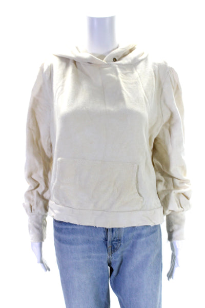 Love Shack Fancy Womens Pullover Pocket Front Hoodie Sweater White Size Large