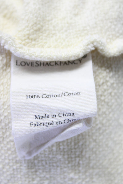 Love Shack Fancy Womens Pullover Pocket Front Hoodie Sweater White Size Large