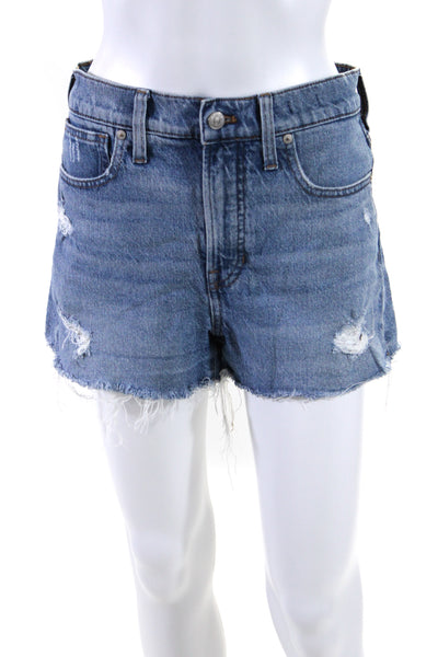 Madewell Womens Perfect Cutoff Distressed Denim Jean Shorts Blue Size 28