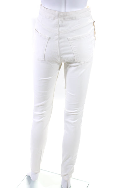 J Brand Womens Side Button High Waist Skinny Jeans Pants White Size 27