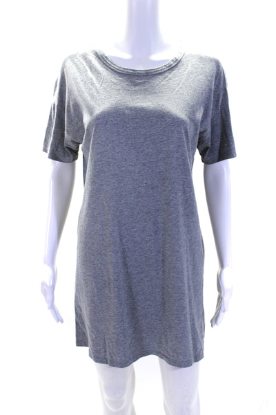 Wilfred Free Womens Short Sleeve Scoop Neck Mini Shirt Dress Gray Cotton Size XS