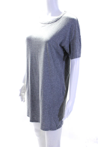 Wilfred Free Womens Short Sleeve Scoop Neck Mini Shirt Dress Gray Cotton Size XS