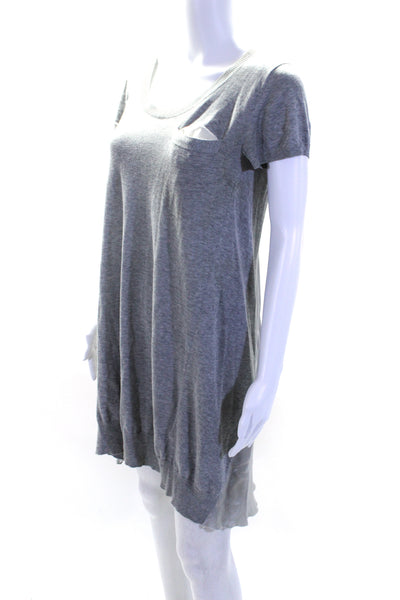 Sacai Womens Cotton Blend Knit Round Neck Short Sleeve Dress Gray Size 1