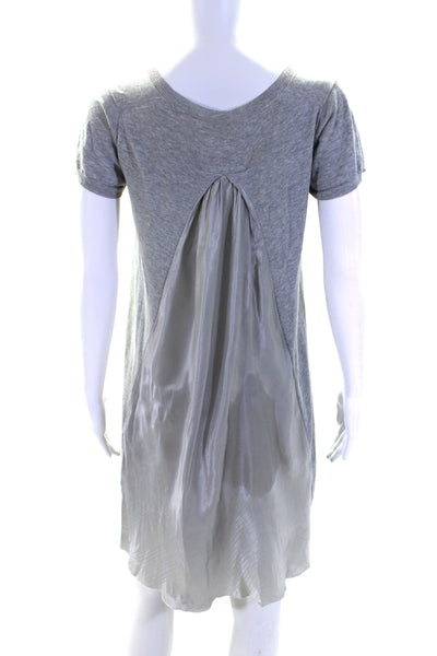 Sacai Womens Cotton Blend Knit Round Neck Short Sleeve Dress Gray Size 1