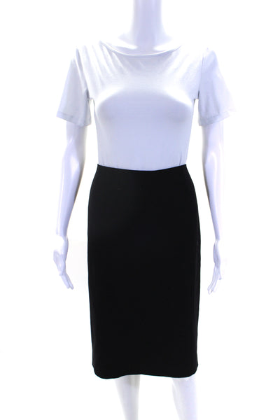 Tahari Womens Lined Back Split Knee Length Straight Pencil Skirt Black Size 12