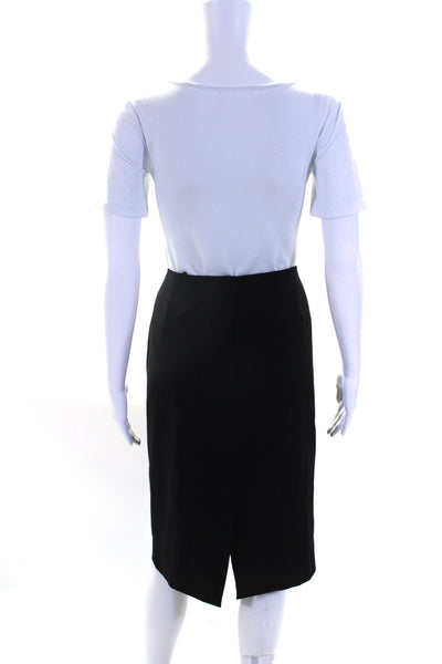 Tahari Womens Lined Back Split Knee Length Straight Pencil Skirt Black Size 12