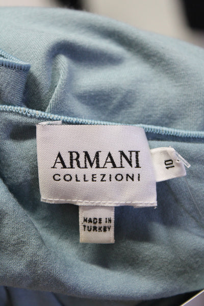 Armani Collezioni Womens Stretch Ruched Round Neck Tank Top Blue Size 10