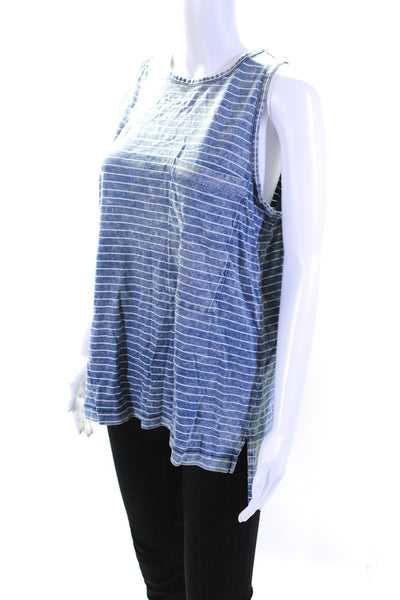 Rag & Bone Jean Womens Cotton Striped Round Neck Pullover Tank Top Blue Size M