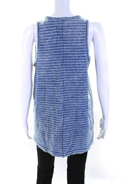 Rag & Bone Jean Womens Cotton Striped Round Neck Pullover Tank Top Blue Size M