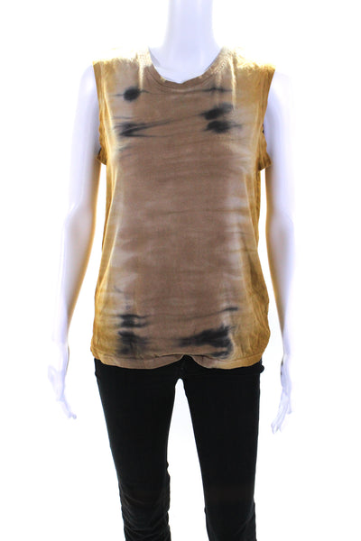 Raquel Allegra Womens Cotton Tie Dye Round Neck Pullover Tank Top Yellow Size 0