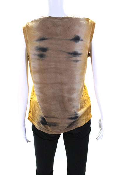 Raquel Allegra Womens Cotton Tie Dye Round Neck Pullover Tank Top Yellow Size 0