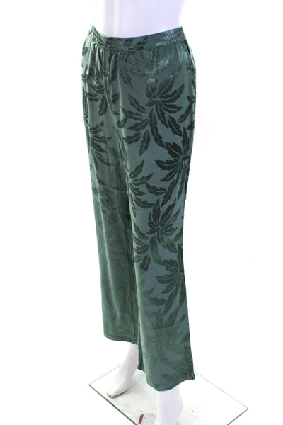 Love Stories Womens Satin Jacquard Pants Kimono Top Set Green Size Large