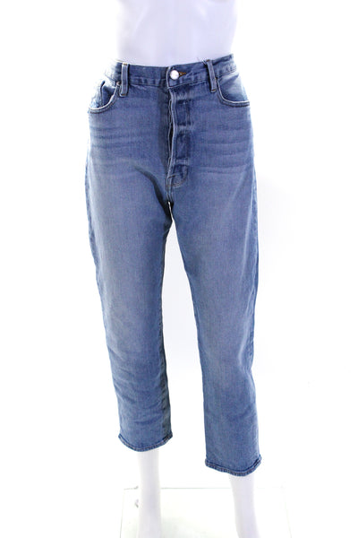 Frame Womens Le Original High Waist Button Fly Straight Crop Jeans Blue Size 31