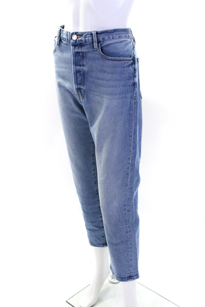 Frame Womens Le Original High Waist Button Fly Straight Crop Jeans Blue Size 31