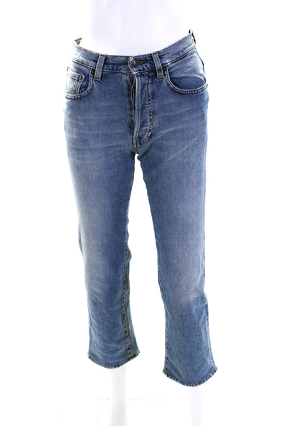 6397 Womens Cotton Light Washed Buttoned Zip Straight Leg Jeans Blue Size EUR24