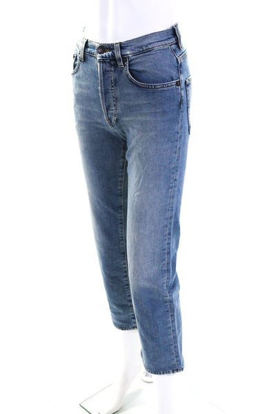 6397 Womens Cotton Light Washed Buttoned Zip Straight Leg Jeans Blue Size EUR24