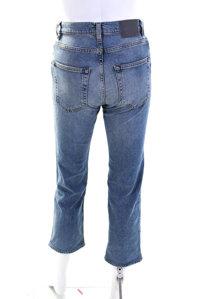 6397 Womens Cotton Light Washed Buttoned Zip Straight Leg Jeans Blue Size EUR24