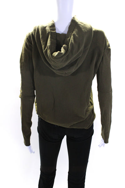 Nili Lotan Womens Cotton Long Sleeve Lace-Up Tied Pullover Hoodie Green Size XS