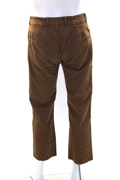 Peter Millar Mens Cotton Flat Front Buttoned Straight Leg Pants Brown Size EUR32