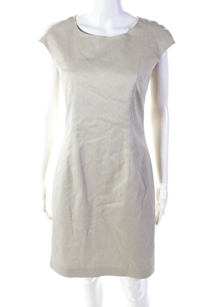 Weekend Max Mara Womens Darted Round Neck Zipped Cap Sleeve Dress Beige Size 6