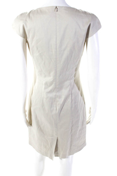 Weekend Max Mara Womens Darted Round Neck Zipped Cap Sleeve Dress Beige Size 6