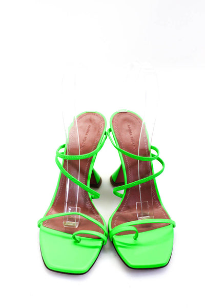 Amina Muaddi Womens Leather Toe Ring Strappy Naima Sandals Heels Green Size 40 1