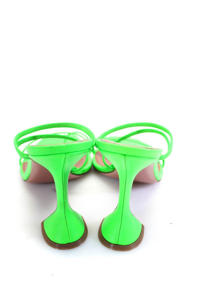 Amina Muaddi Womens Leather Toe Ring Strappy Naima Sandals Heels Green Size 40 1