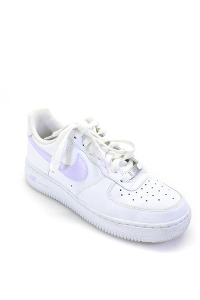 Nike Womens Leather Lace Up Air Force One Sneakers White Lavender Size 8