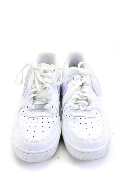 Nike Womens Leather Lace Up Air Force One Sneakers White Lavender Size 8