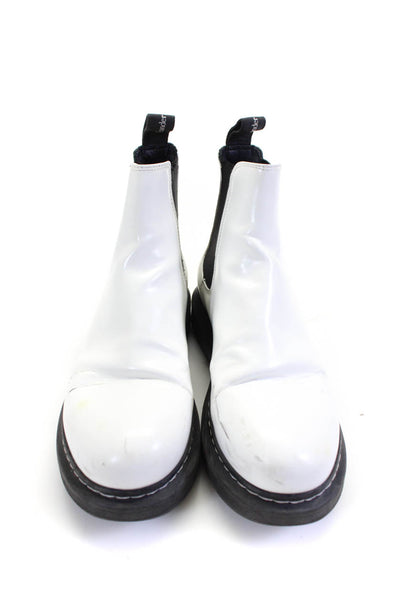 Alexander McQueen Womens Leather Stretch Inset Ankle Boots White Size 38 8