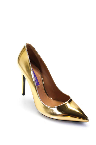 Ralph Lauren Purple Label Womens Patent Leather Celia Pumps Gold Size 7US 37B