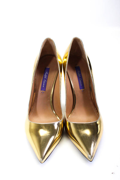 Ralph Lauren Purple Label Womens Patent Leather Celia Pumps Gold Size 7US 37B