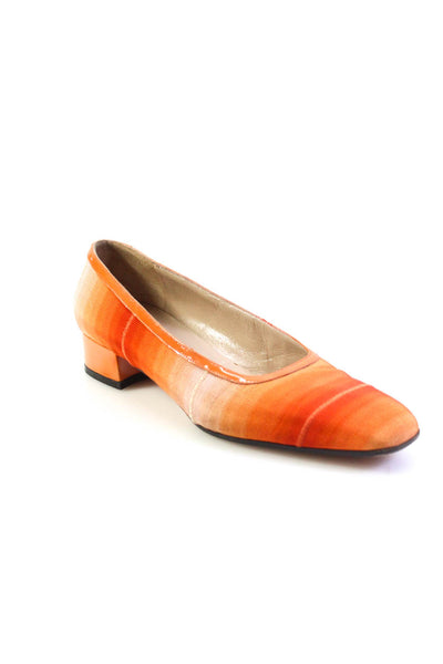 Salvatore Ferragamo Womens Block Heel Grosgrain Pumps Orange Size 7.5AA