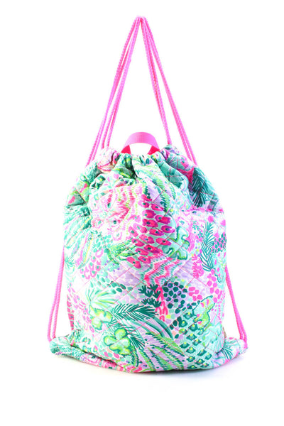 Lilly Pulitzer Womens Abstract Printed Quilted Backpack Handbag Multicolored