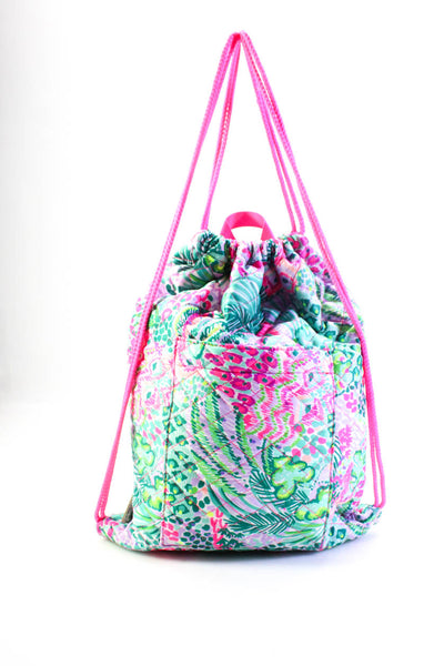 Lilly Pulitzer Womens Abstract Printed Quilted Backpack Handbag Multicolored