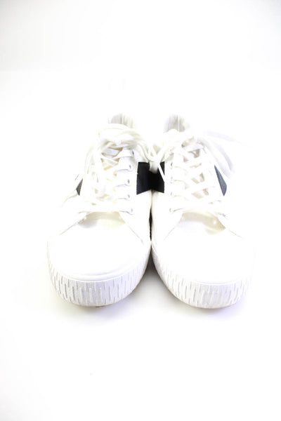 COS Womens White Black Canvas Low Top Sneakers Shoes Size 10