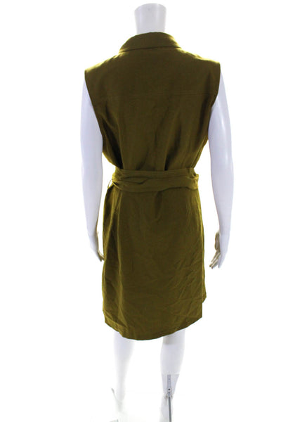 Sharagano Womens Sleeveless Full Zipper Belted Cargo Dress Green Size 16