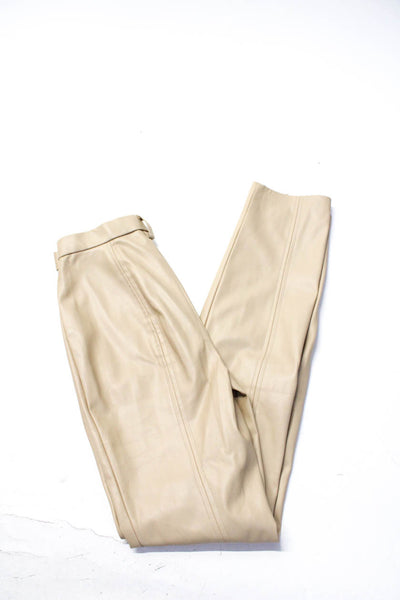 Jason Wu Womens High Waist Faux Leather Skinny Pants Beige Size Extra Small