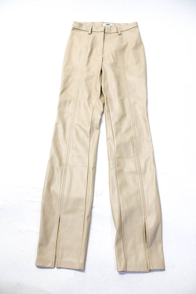 Jason Wu Womens High Waist Faux Leather Skinny Pants Beige Size Extra Small