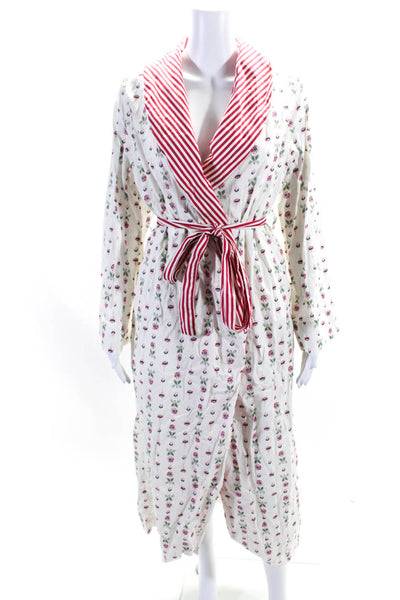 Yolke x Salvesen Graham Womens Cotton Floral Dressing Gown White Red Size 8