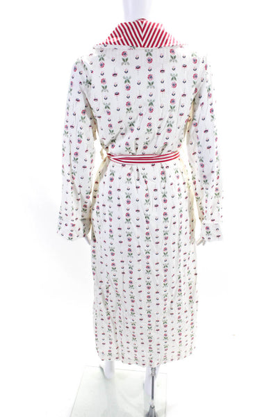 Yolke x Salvesen Graham Womens Cotton Floral Dressing Gown White Red Size 8