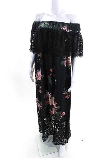 Rachel Zoe Women's Off The Shoulder Lace Trim Floral Maxi Dress Size 6