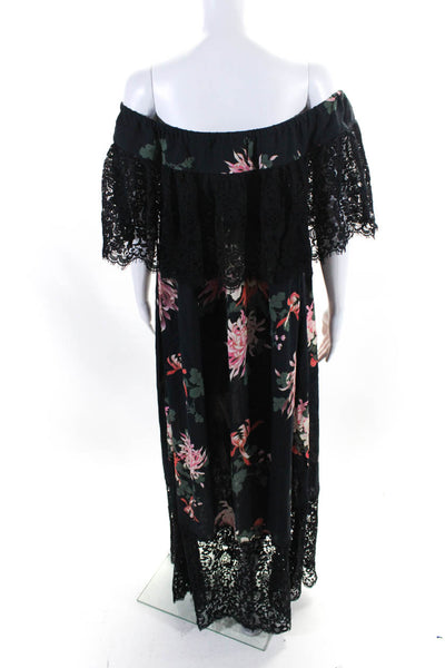 Rachel Zoe Women's Off The Shoulder Lace Trim Floral Maxi Dress Size 6