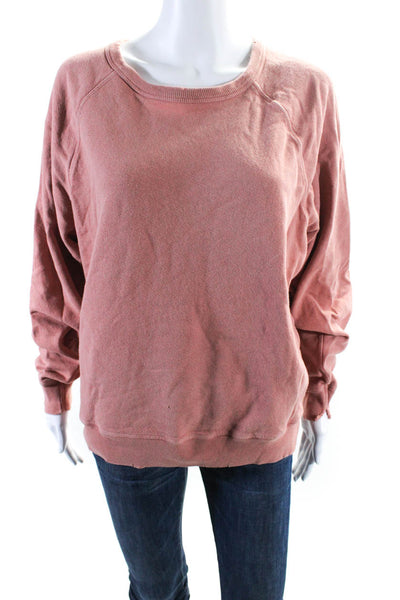 The Great Womens Cotton Distressed Crewneck Sweatshirt Pink Size 3