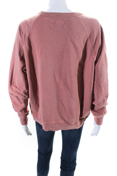 The Great Womens Cotton Distressed Crewneck Sweatshirt Pink Size 3