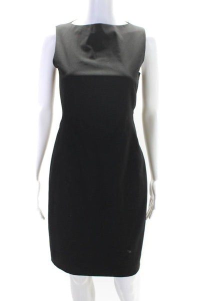 Theory Womens Back Zip Sleeveless Boat Neck Sheath Dress Black Size 2