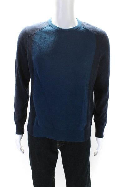 Michael Kors Mens Long Sleeves Crew Neck Sweater Blue Cotton Size Medium