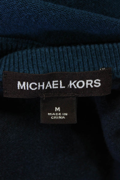 Michael Kors Mens Long Sleeves Crew Neck Sweater Blue Cotton Size Medium